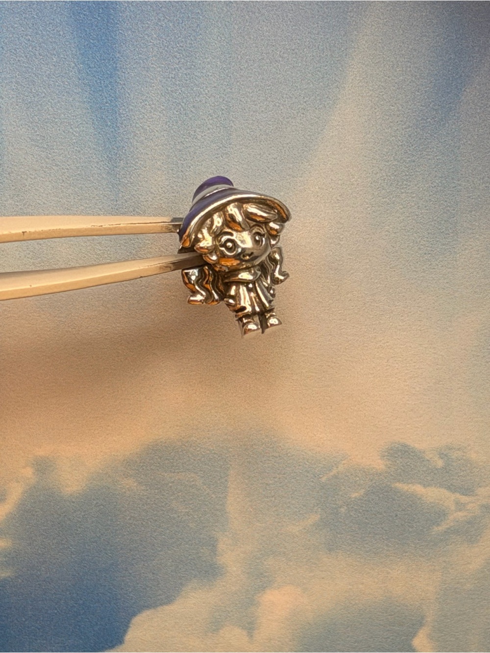 Sterling silver Halloween girl witch charm bead